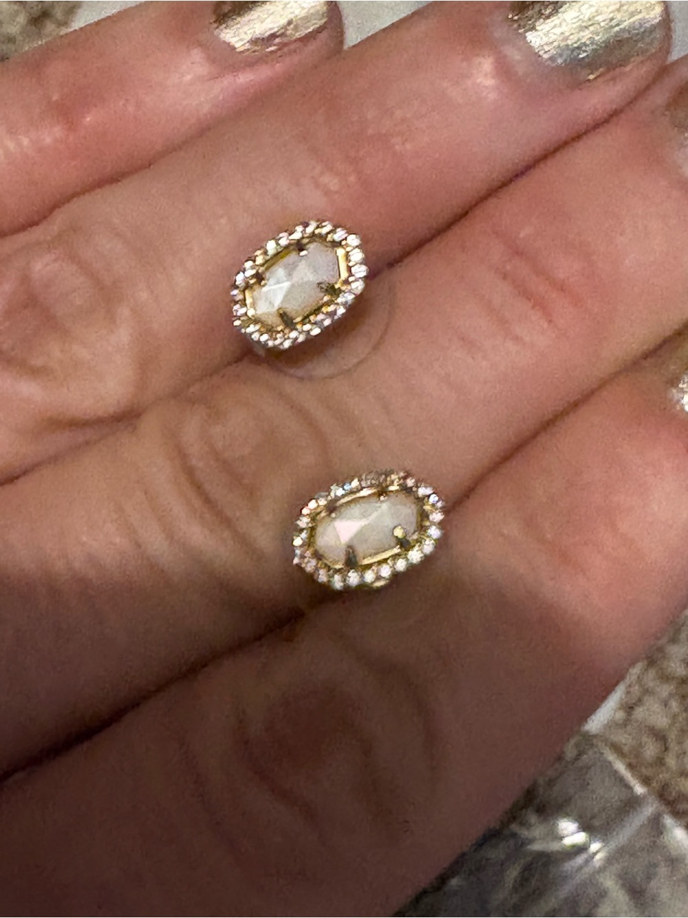 Kendra Scott Champagne and Gold Halo Stud Earrings
